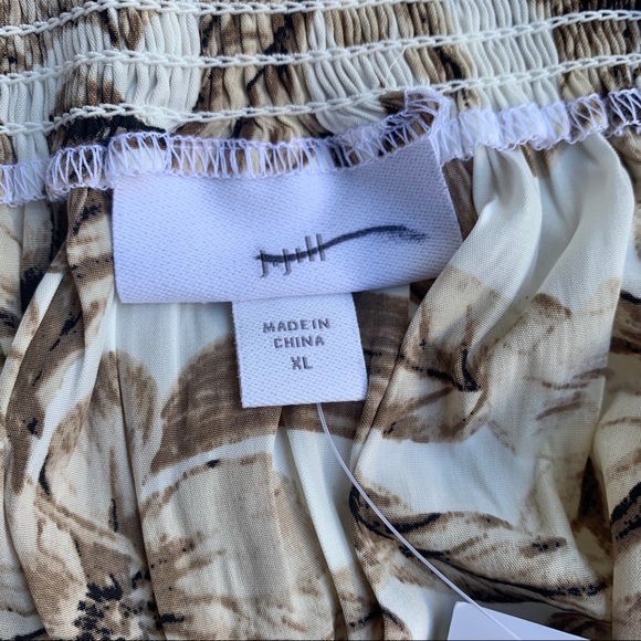 J JILL RUFFLED HI LOW HEM-BEIGE/CREAM FLORAL SKIRT - Picture 10 of 15